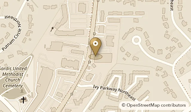 Map showing the Buckhead office at 3833 Roswell Rd NE