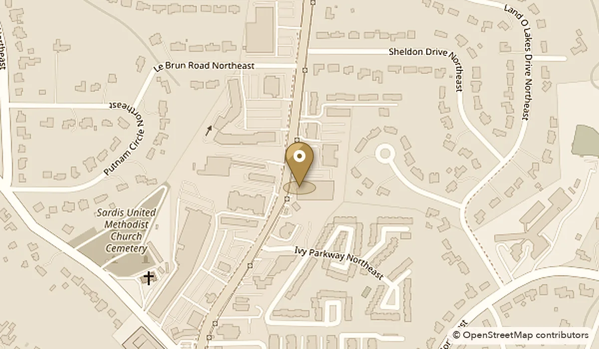 Map showing the Buckhead office at 3833 Roswell Rd NE